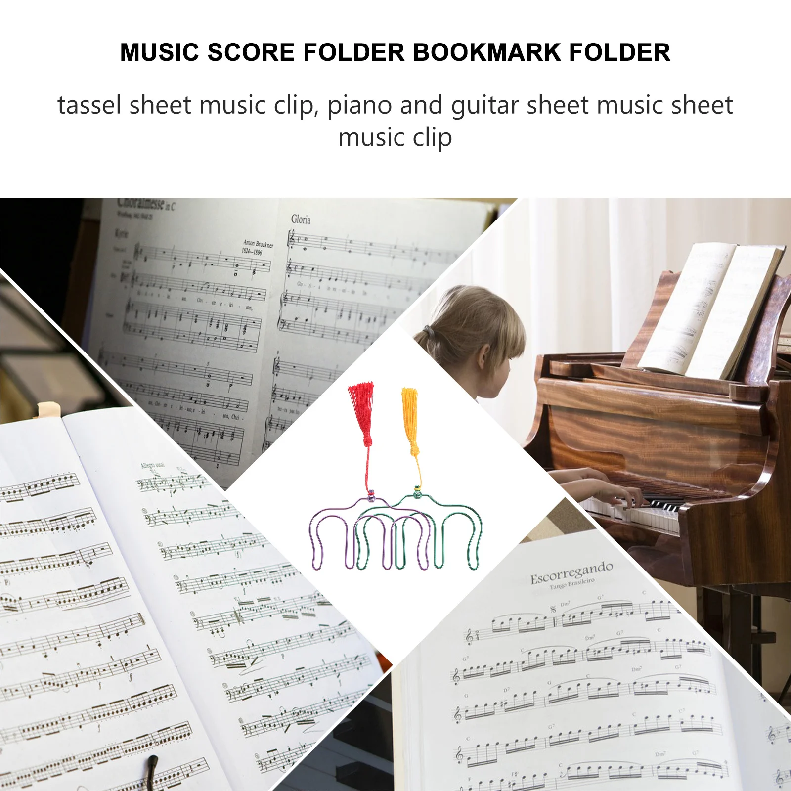 

2Pcs Metal Music Book Clip Bookmark Hands-Free Reading Solution for Large Books and Sheet Music Page Holder Metal Page Holders