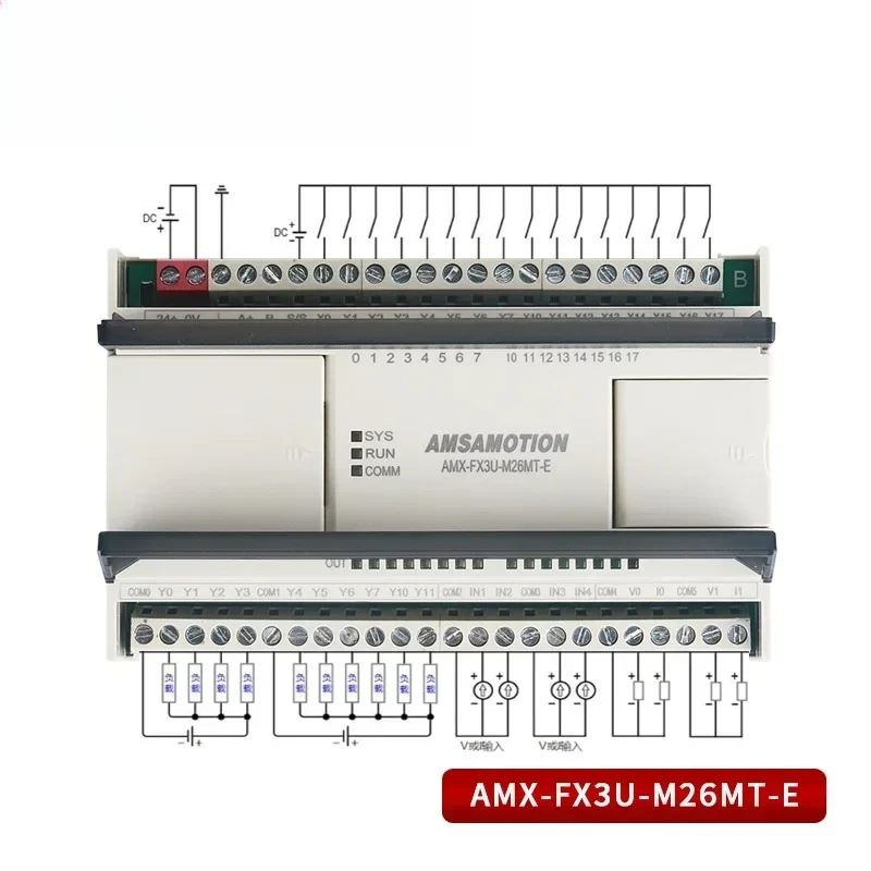 Amsamotion FX3U-M26MR-E M26MT-E замена для Mitsubishi MELSEC PLC 4AI/2AO MODBUS аналоговый транзисторный релейный модуль EM3