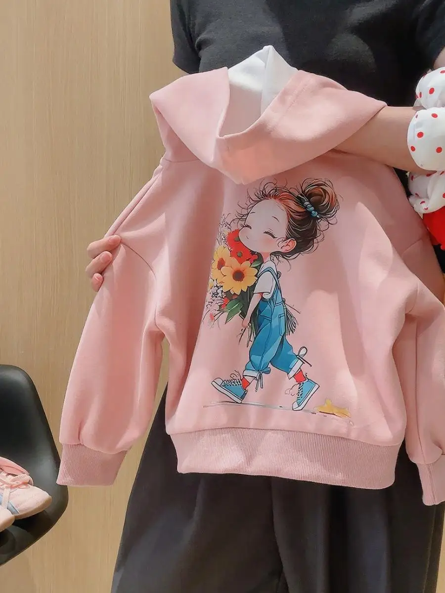 女の子用パーカーセット ジッパー付きフード付きジャケット ベビーおしゃれ オープンカーディガン ツーピーススーツ 秋の新作 カジュアルスポーツウェア