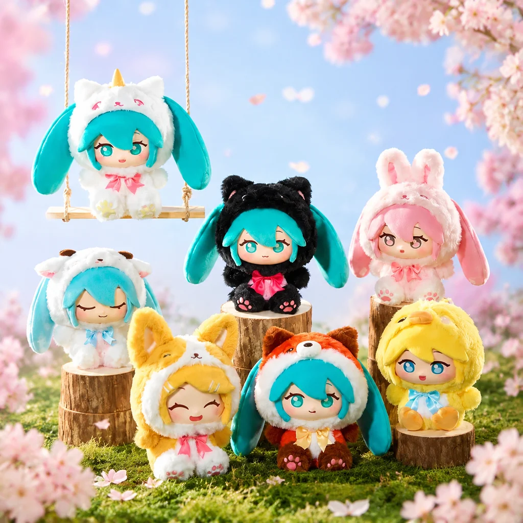 初音ミク-ビニールぬいぐるみ-ブラインドボックス-かわいい森の動物人形-旅行バッグペンダント-デコレーション-サプライズギフト-トレンドトイ-ガールズギフト