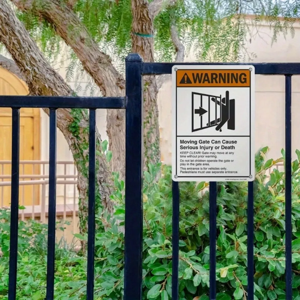 

Heavy-Duty Aluminum Moving Gate Warning Sign, Durable Rustproof Outdoor Safety Decor