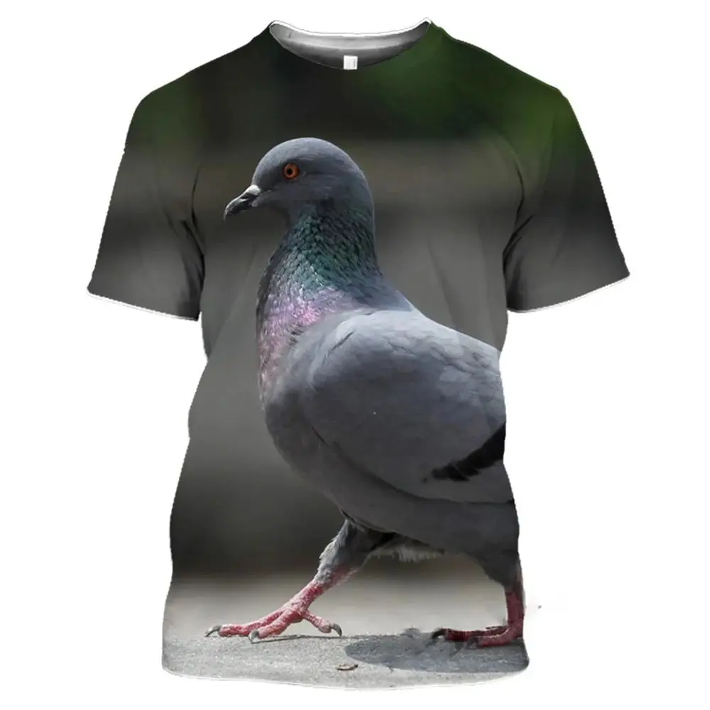 Summer Men's Harajuku Wild Pigeon Print T-Shirt Fashion 3 Print Casual Loose Fun Crew Neck Short Sleeve Permeable Top 6xl