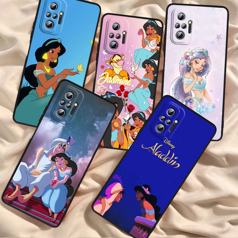 

Disney Luxury Princess Jasmine For Xiaomi Redmi Note 13 12R 12 12S Turbo 11 11T 11S 10 10S Pro Plus 5G Black Back Phone Case
