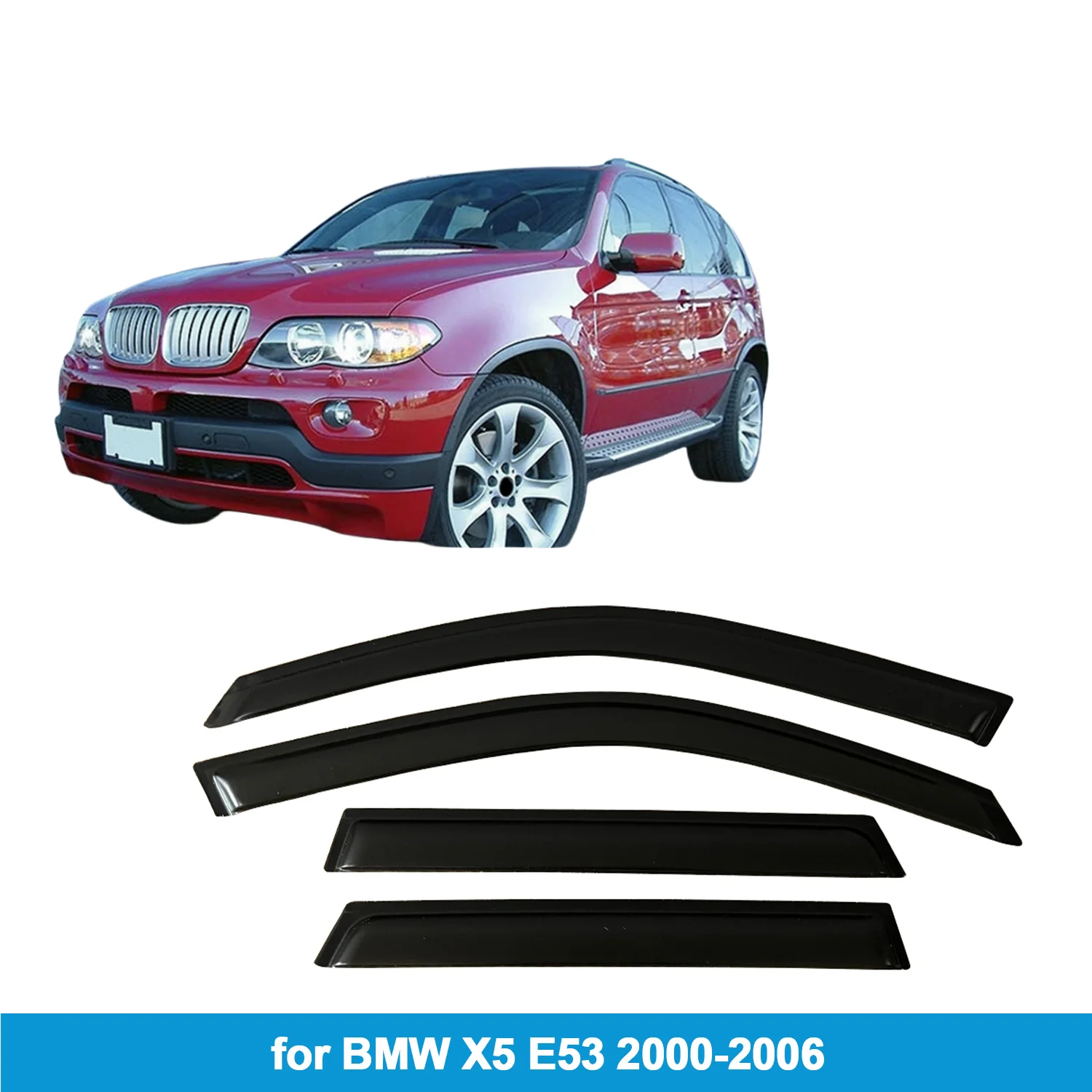 

Для BMW X5 E53 2000-2006 автомобильный козырек для бокового окна, козырек для двери, защита от ветра и дождя, аксессуары, лента для наружного крепления