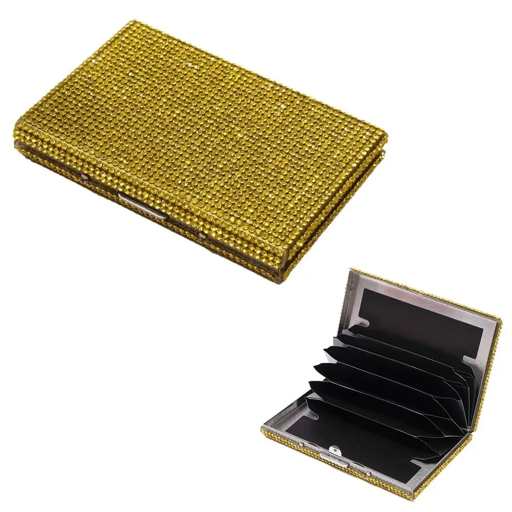 Trendy Sparkling Women's Card Bag Luxury Portable Bling Crystal Card Wallet Dust-proof Hard Case Mini Card Case Daily Use