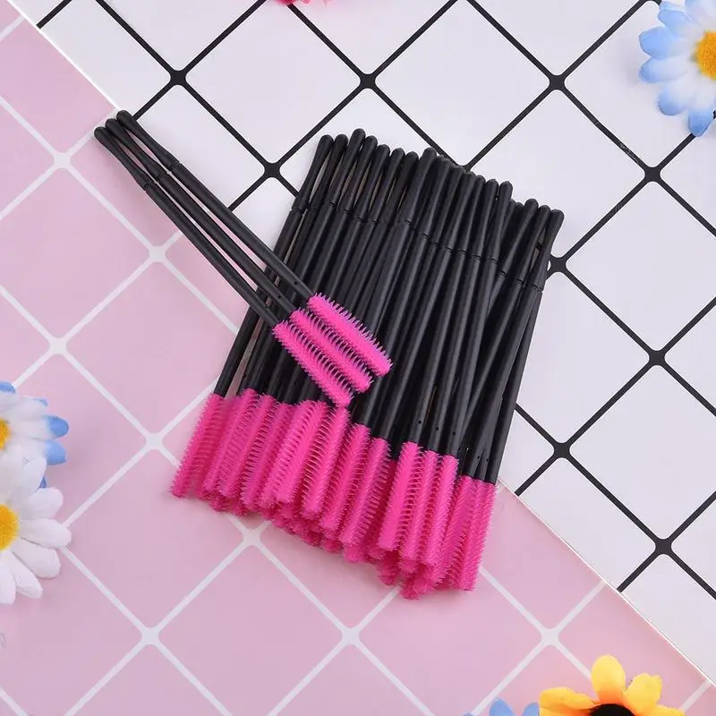 50 Stuks Siliconen Mascara Wands Applicator Wegwerp Wimper Borstels Kam Makeup Borstel Voor Vrouwen Wimper Extension Gereedschap