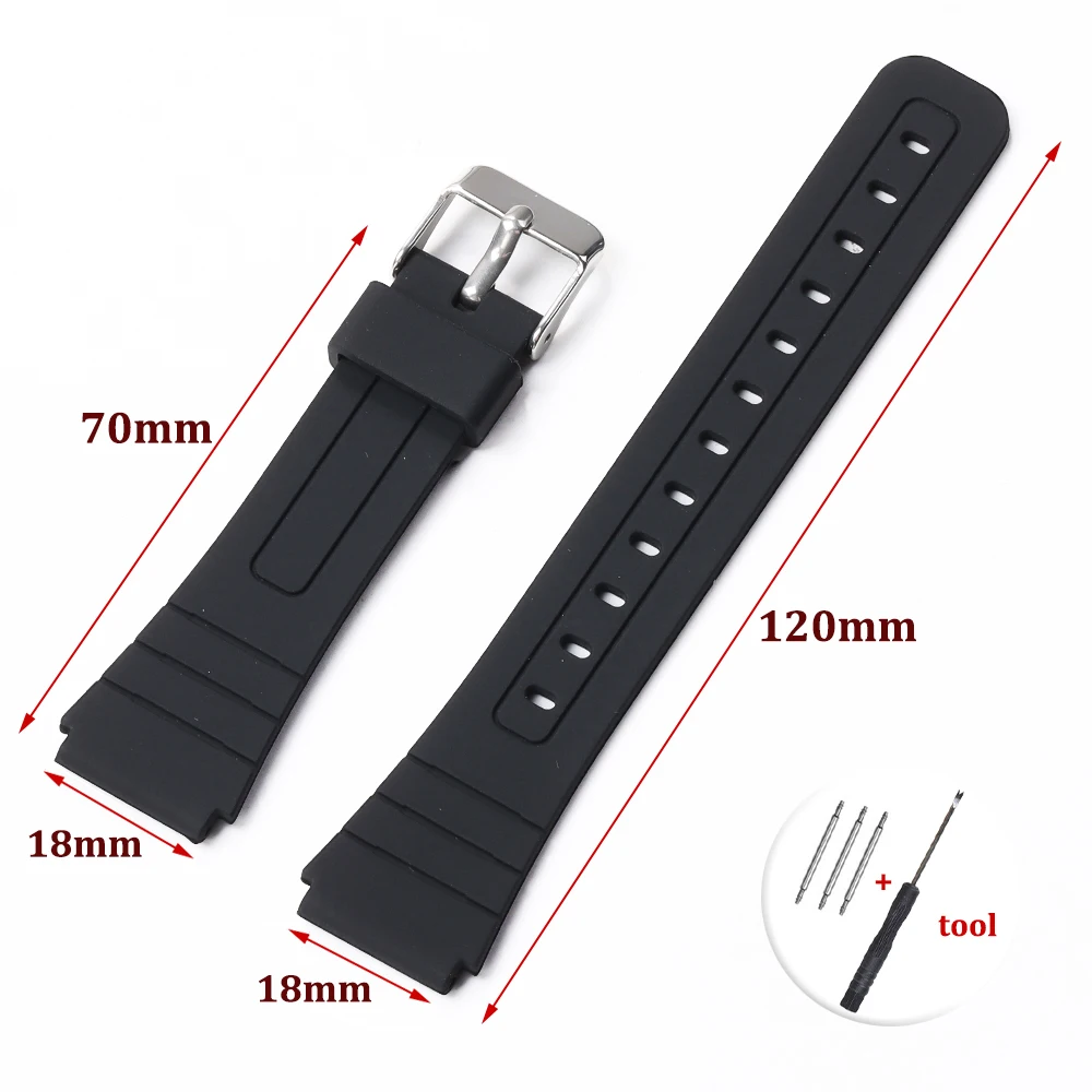 18mm Soft Silicone Watch Band F91W Sport Rubber Bracelet for Casio W800H SGW400 F91W F84 F105/108/A158/168 AE1200/1300 Wristband