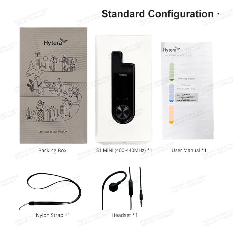 HYTERA S1 Mini 48g Ultra-thin Mini Walkie Talkie Type C Fast Charging Analog UHF Radio with Display for Beauty Salon Book Store