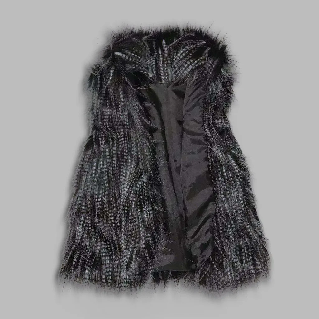 Dames Wollen Vest Faux Vest Opstaande Kraag Faux Vest Jas