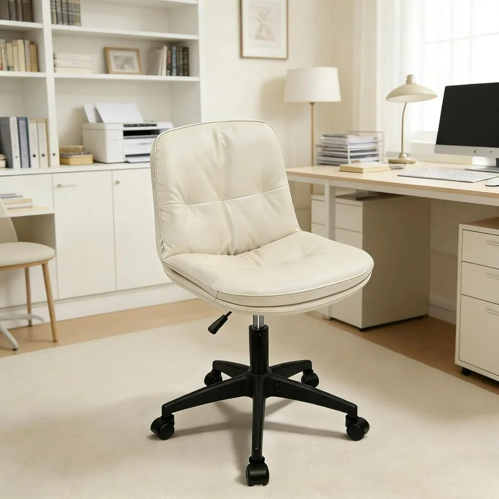 

Adjustable Height 360° Swivel Office Chair Ergonomic Padded Armless Task Desk Chair for Home Office Computer Vanity Beige