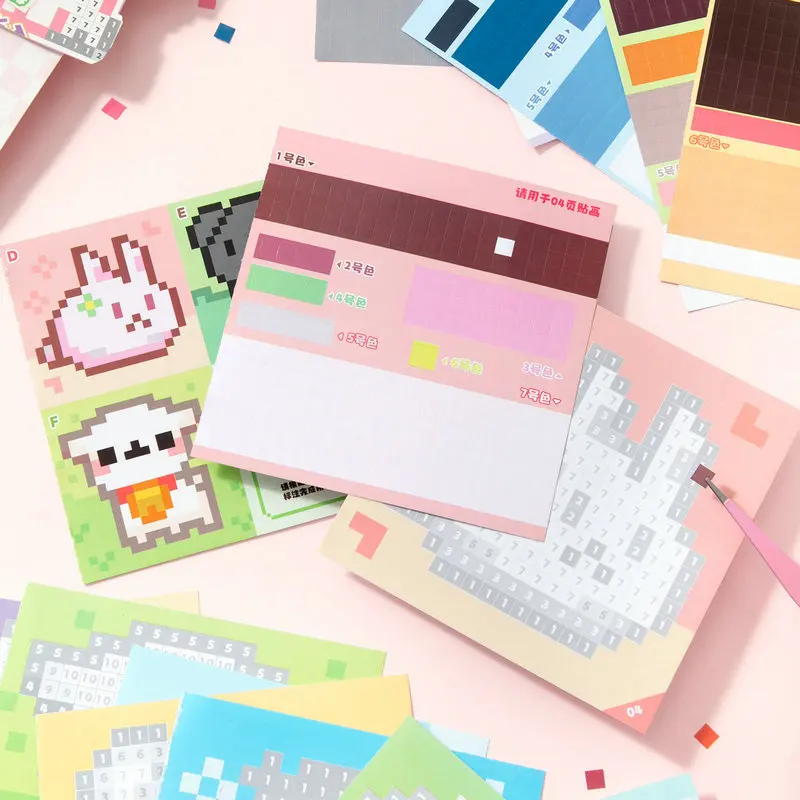 Children's Cute Pixel-style Bean Paste Creative Handmade Texture Stickers Happy Elementary School Kindergarten Puzzle DIY Toys