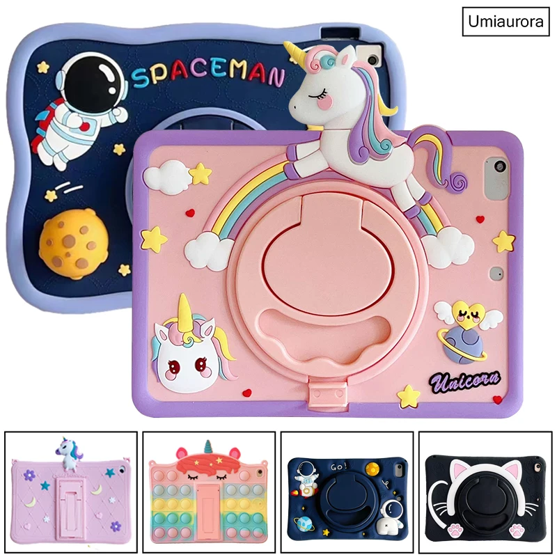 Kids Cover For Samsung Tab A9 Plus 11 inch SM-X210 X110 A8 10.5 SM-X200 T290 A7 Lite T220 T500 P610 Silicon Rotating Stand Case