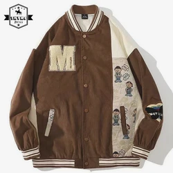 American Embroidered Bear Baseball Uniform Jackets Men's Vintage Racing Jacket Varsity Jacket Couple Casual  Motorcycle Coats