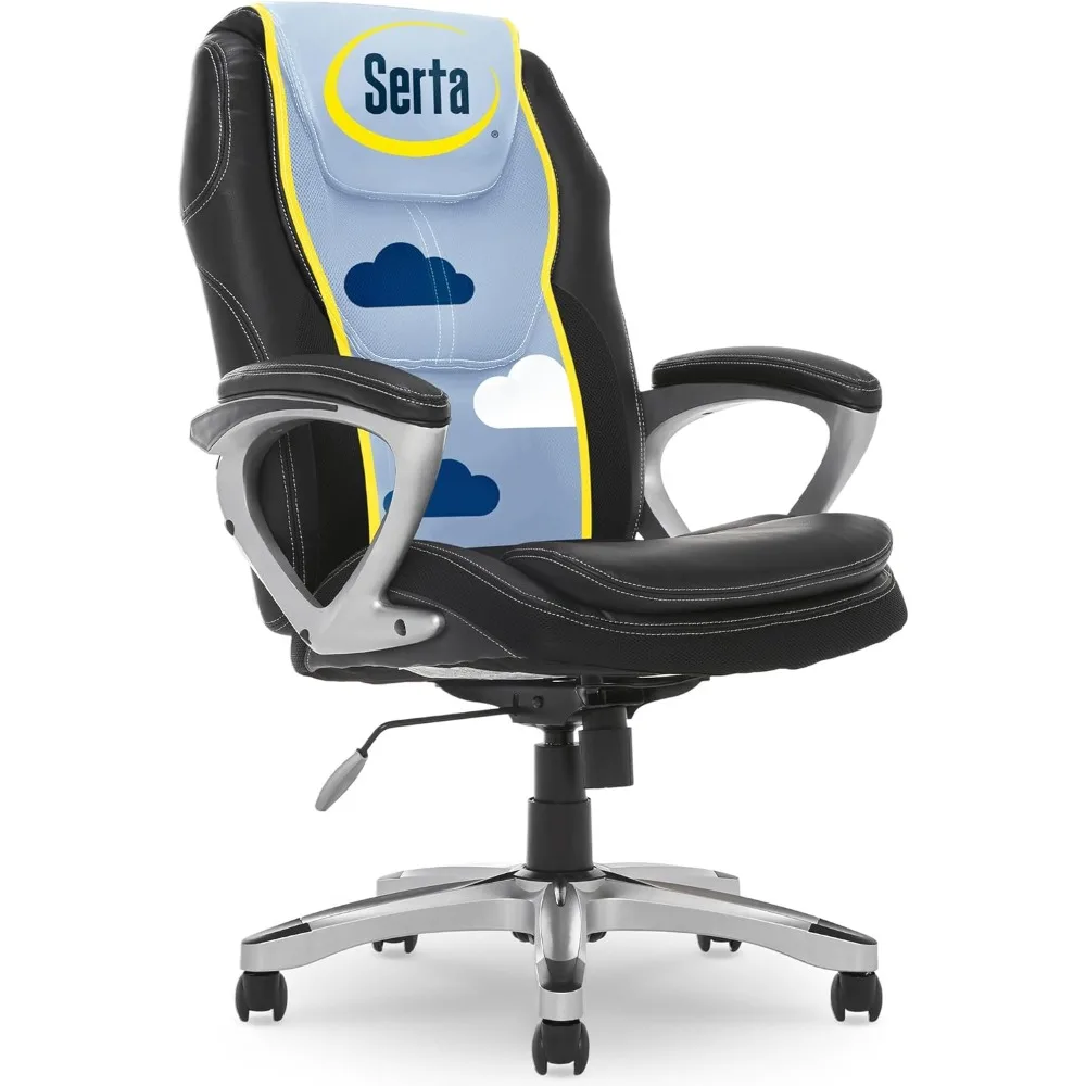 

Amplify Executive Office Padded Arms, Adjustable Ergonomic Gaming Desk Chair with Lumbar Support, Faux Leather and Mesh, B