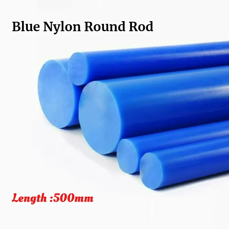 Blue Solid Nylon Rod Dia 8/10/12/15/20/25/30/35/40mm Round Rod Tough Rod Solid Plastic Rod Diameter Easy Processing 500mm Length