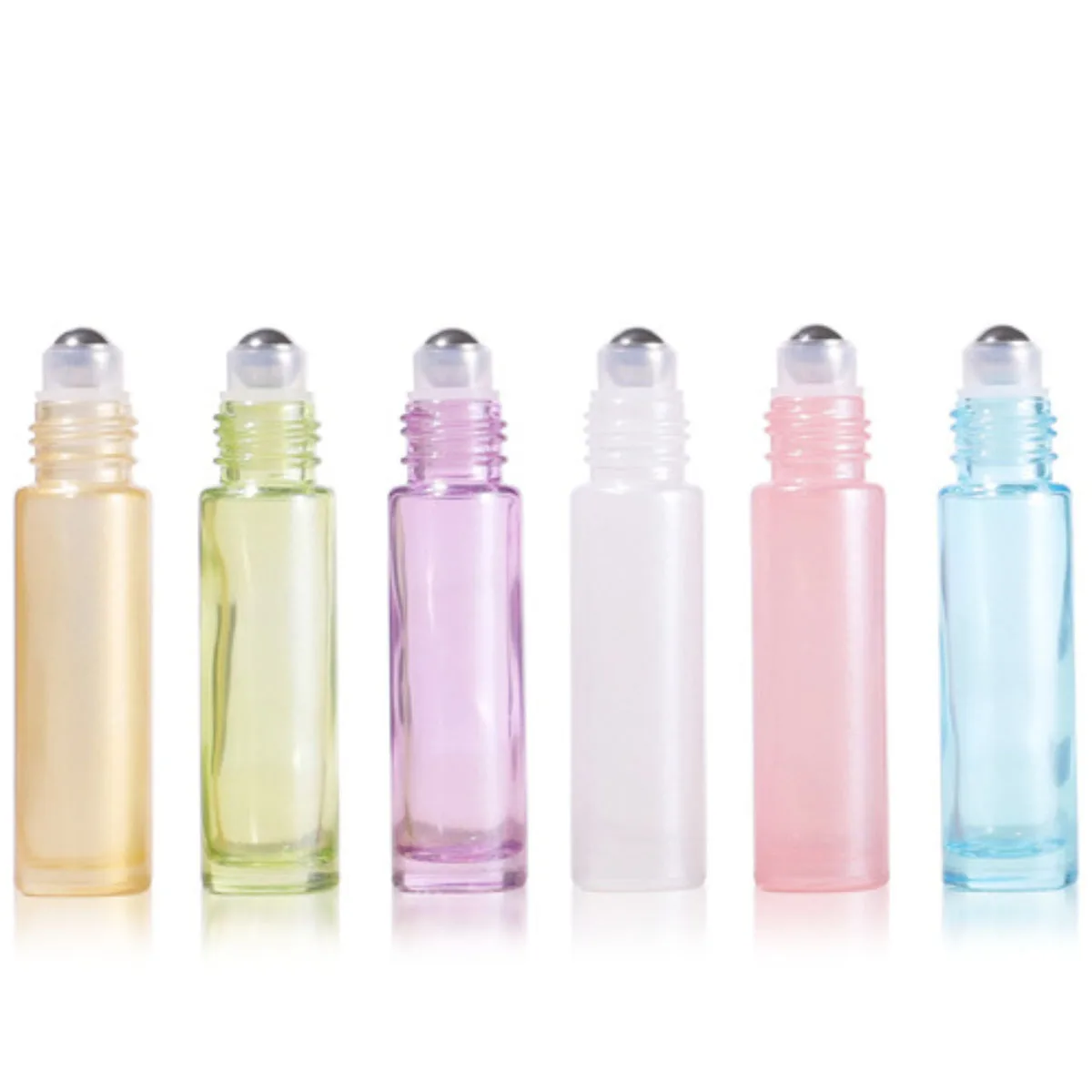 1x 6x 10ml Glass Roll On Bottle tTranslucent Color Roller Ball for Essential Oils Perfume Beads Lip Oil Eye Mini Portable Travel