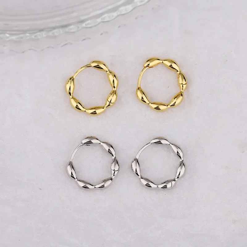 女性用スターリングシルバーオリーブブランチフープピアス,925,シンプルな象眼細工のイヤリング,ウェディングジュエリーアクセサリー,気質