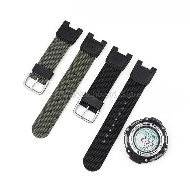 For Casio Lightweight Breathable Nylon Watch Band SGW-100/200 GW-3000B 12X24mm Features Concave Interface Durable Daily Wear