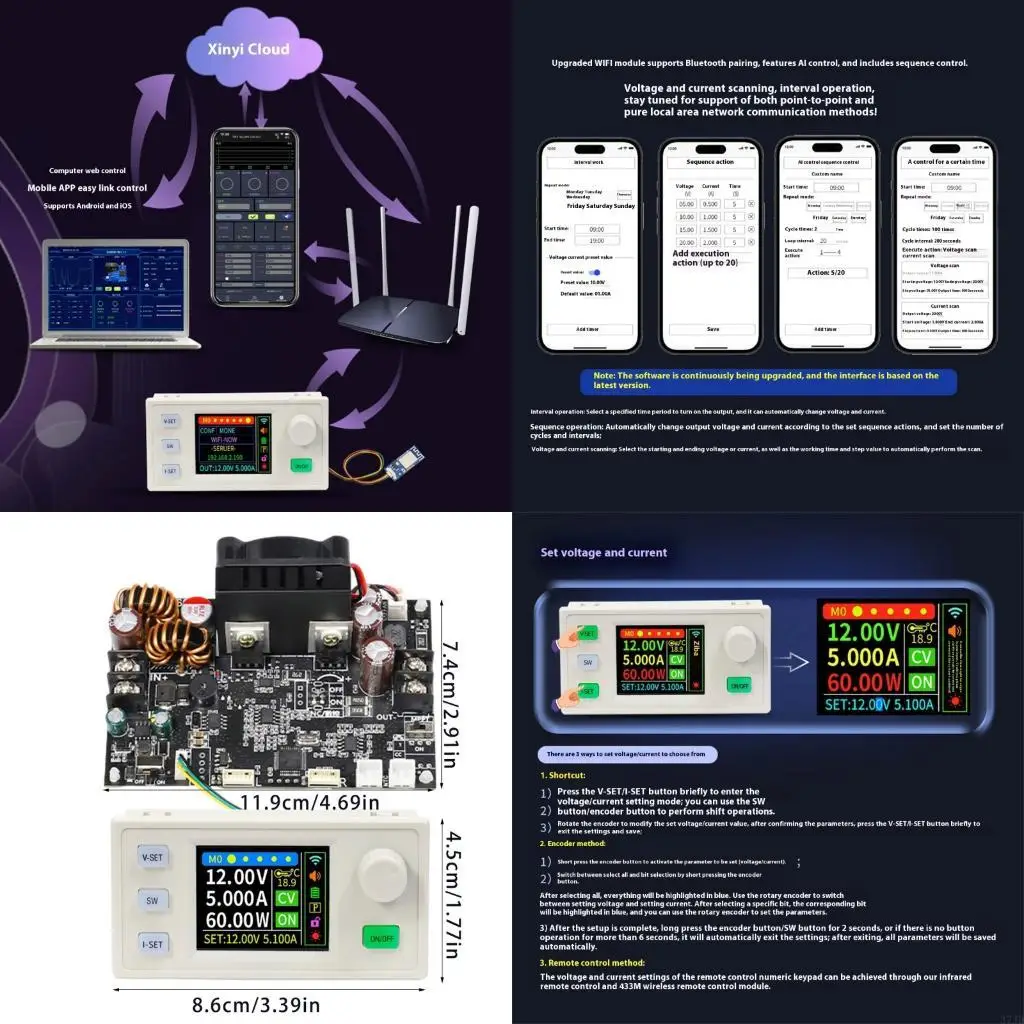 Digital Controlled Adjustable Power Supply 7A LCD Display for Solar Charging 37JD