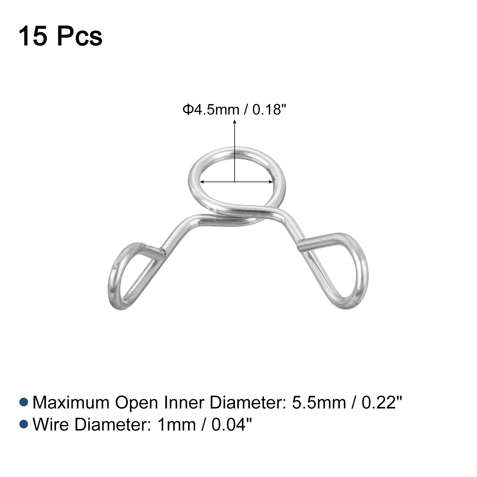 15 Pcs Fuel Line Hose Tubing Spring Clips 304 Stainless Steel Water Pipe Spring Clip Clamps Air Tube Pipes Clamps Size 4.5-24mm