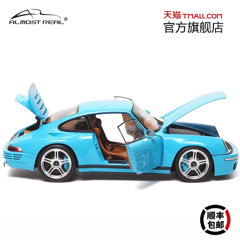 1:18 RUF CTR Anniversary Edition 2017 full open sky blue, alloy static car tide play model,adult advanced collection decoration.