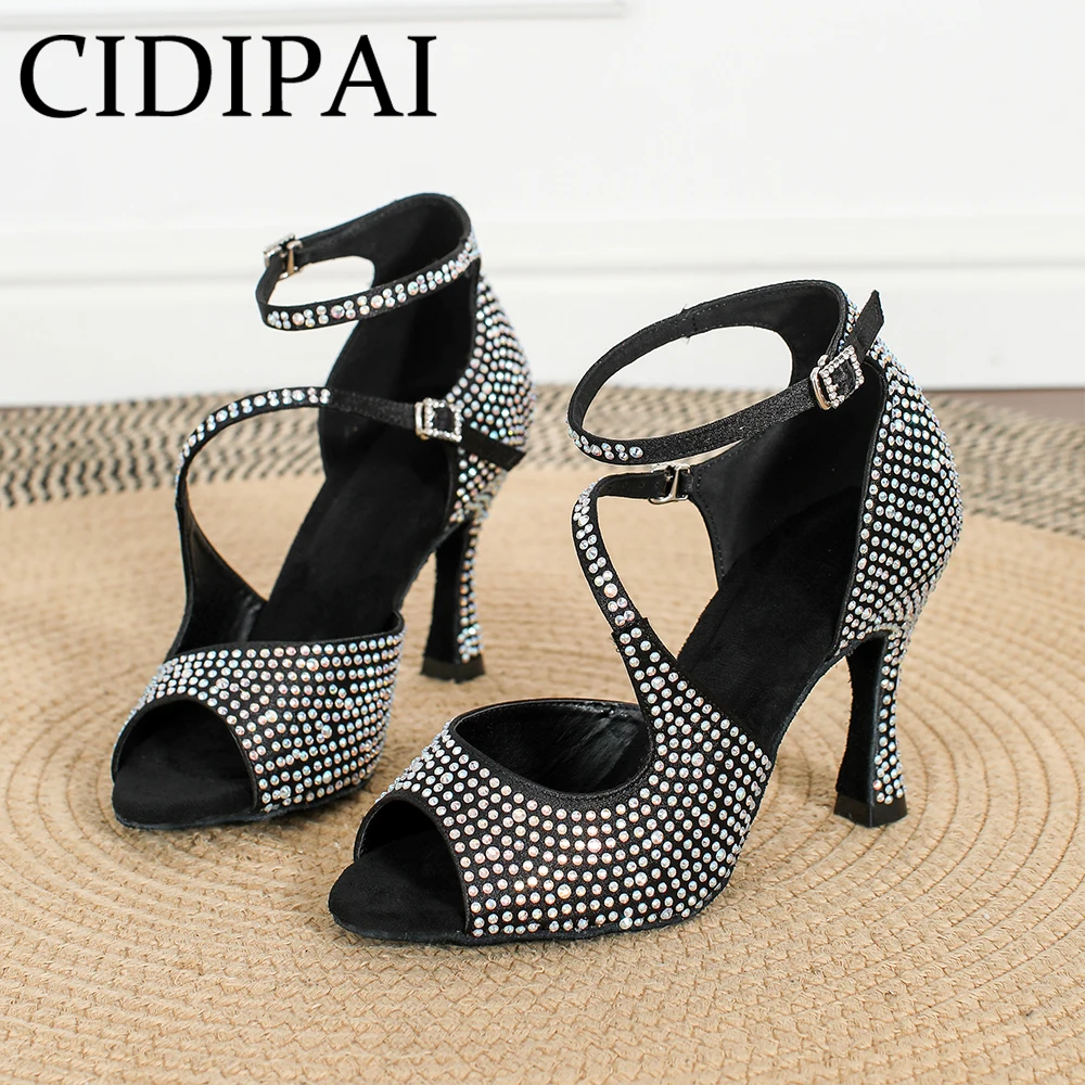 

CIDIPAI/Новая обувь для латинских танцев со стразами, женская обувь для танцев танго, сальсы, домашняя красная обувь для вечеринок, женские свадебные туфли на мягкой подошве