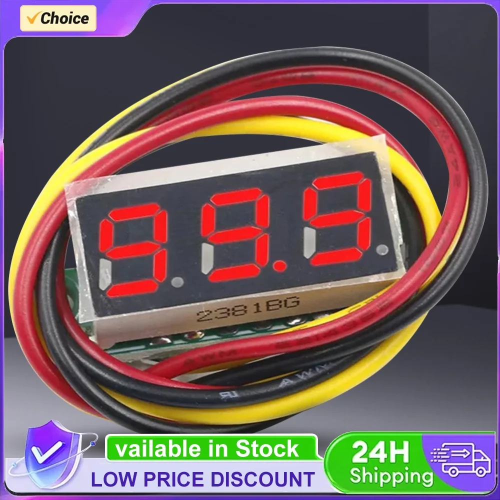 3 Wires Digital Voltmeter Accurate Measurement 0.28 Inch Mini Voltage Tester Reverse Polarity Protection LED Voltmeter