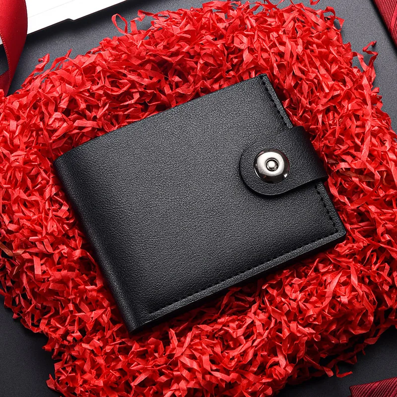 Men`s Wallet Soft Leather Buckle Short Wallet Credit Card Holder Coin Purse For Man Money Clip Small Bag
