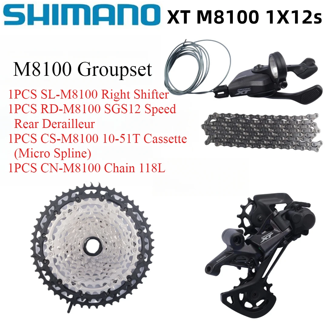 Shimano Deore XT M8100 GroupSet 12S SL-M8100 Right Shifter RD-M8100 CN-M8100 Chain 10-51T/10-45T Cassette For MTB