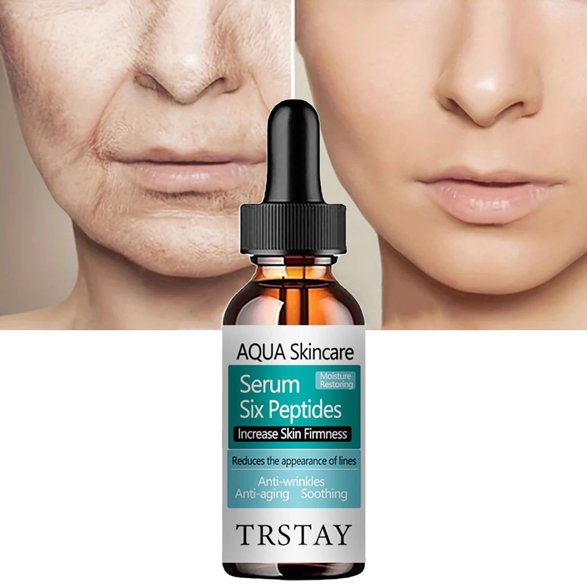 TRSTAY six peptides increase skin hardness, reduce the appearance of lines, resist wrinkles, anti-aging, and soothe.