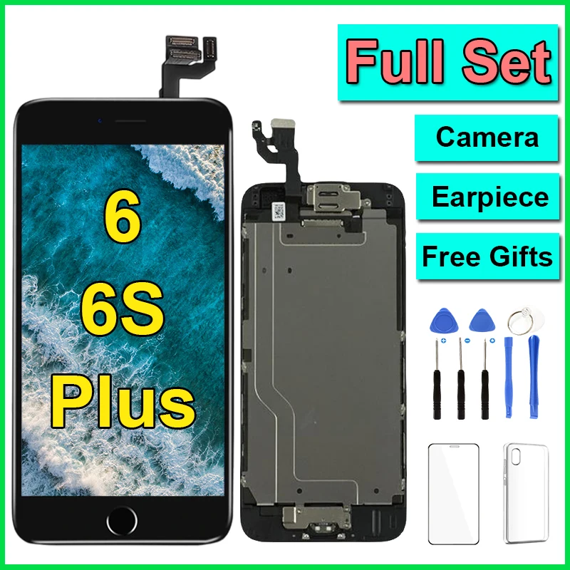 Full Set LCD For iPhone 6 6S Plus 6P 6SP Screen Complete Assembly Touch Digitizer Display Replacement Kit+Camera+Home Button