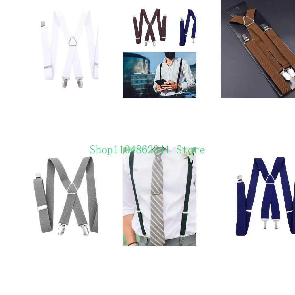 

5asd Clip-on Adult X Suspenders for Shirt Men Woman Suspender Support Elastic Adjustable Trousers Clothing Accessories