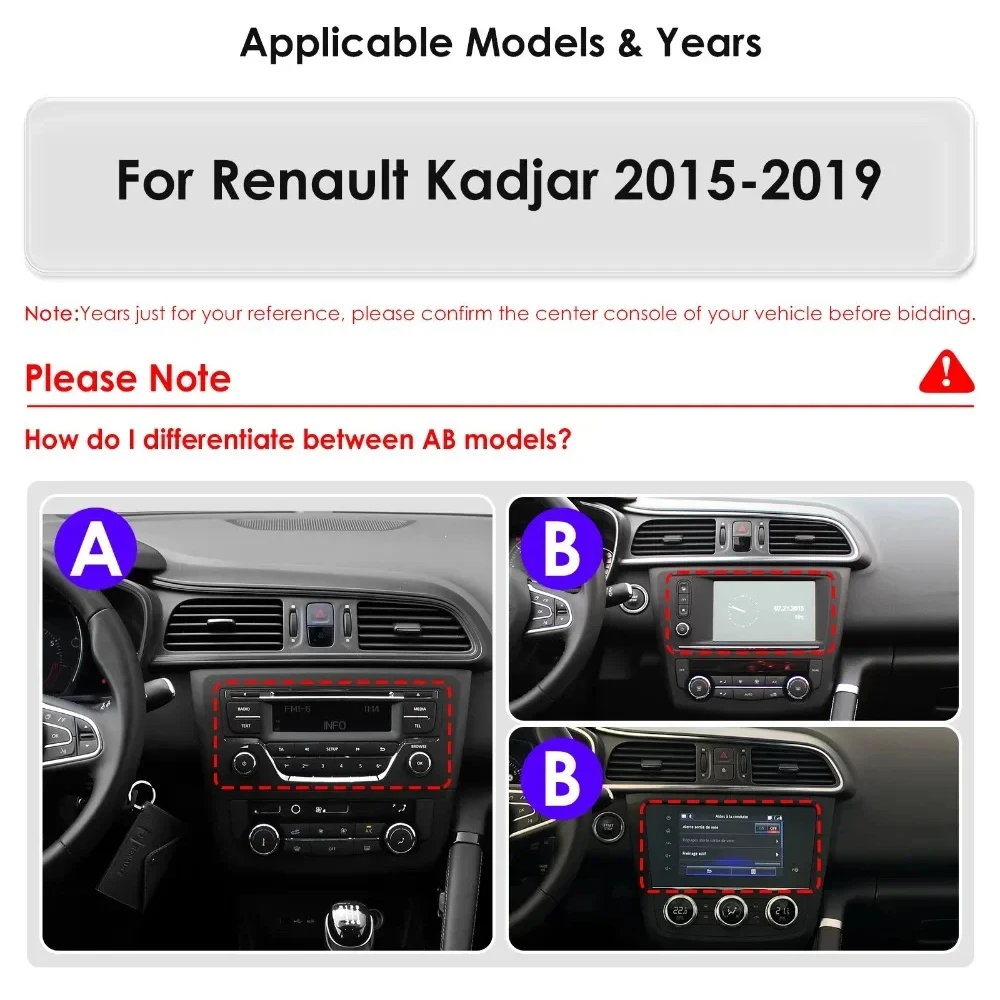 9 Inch Carplay Android Car Radio For RENAULT KADJAR 2015 - 2019 Multimedia Center Bluetooth 4G Wifi Rear Camera Touch Display