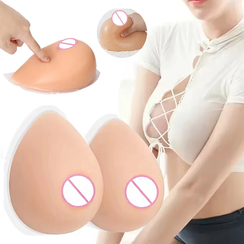 

1 Pair Fake Boobs Soft Silicone Mother Bra Self-adhesive Prosthesis Breasts Form for Crossdresser Shemale Transgender Drag Queen