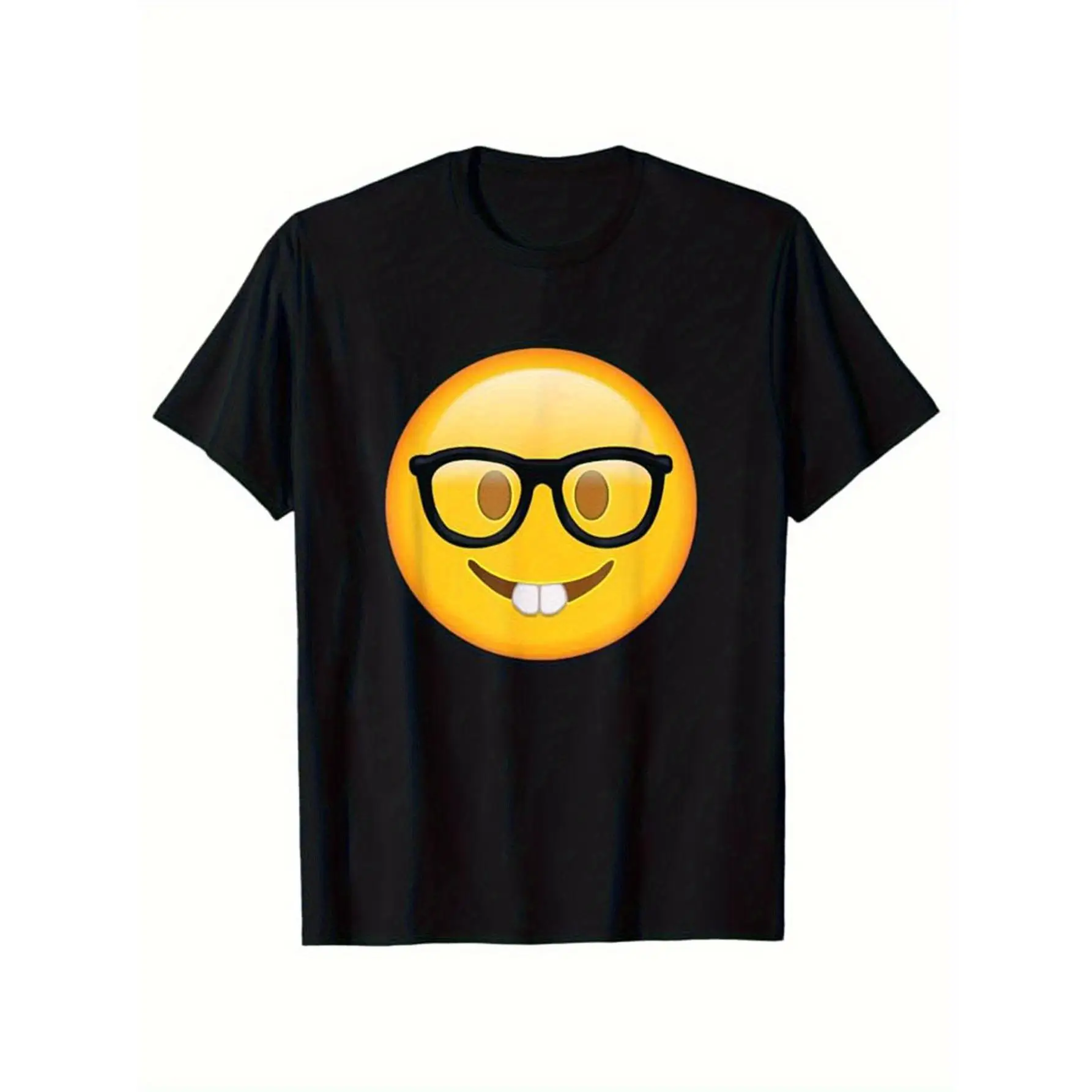 

Funny T-shirt Men Women Unisex Geek Emoji Graphic Tee Casual Short Sleeve Nerd Face Print Top