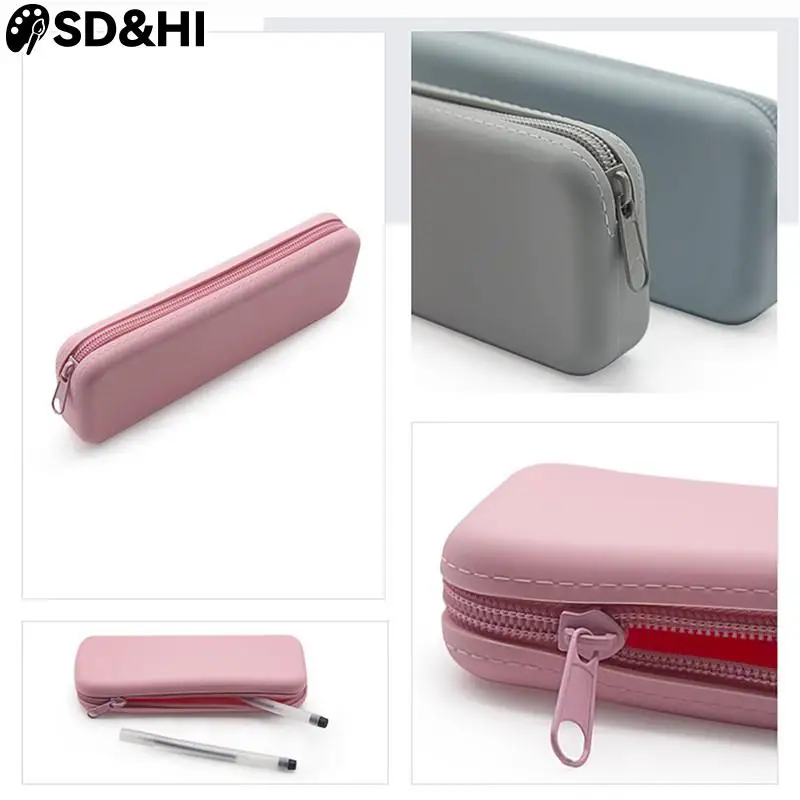 Soft Silicone Pencil Case Zipper Large Capacity Pen Stationery Makeup Storage Pouch Bag Organizer Student Gift School Supplies