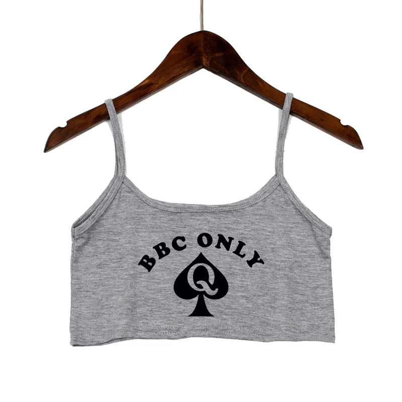 BBC ONLY Crop Top for Women Spades Sexy Letters Streetwear Girls Casual Clothes Elastic Camis Sleeveless Short Tank Top Bar