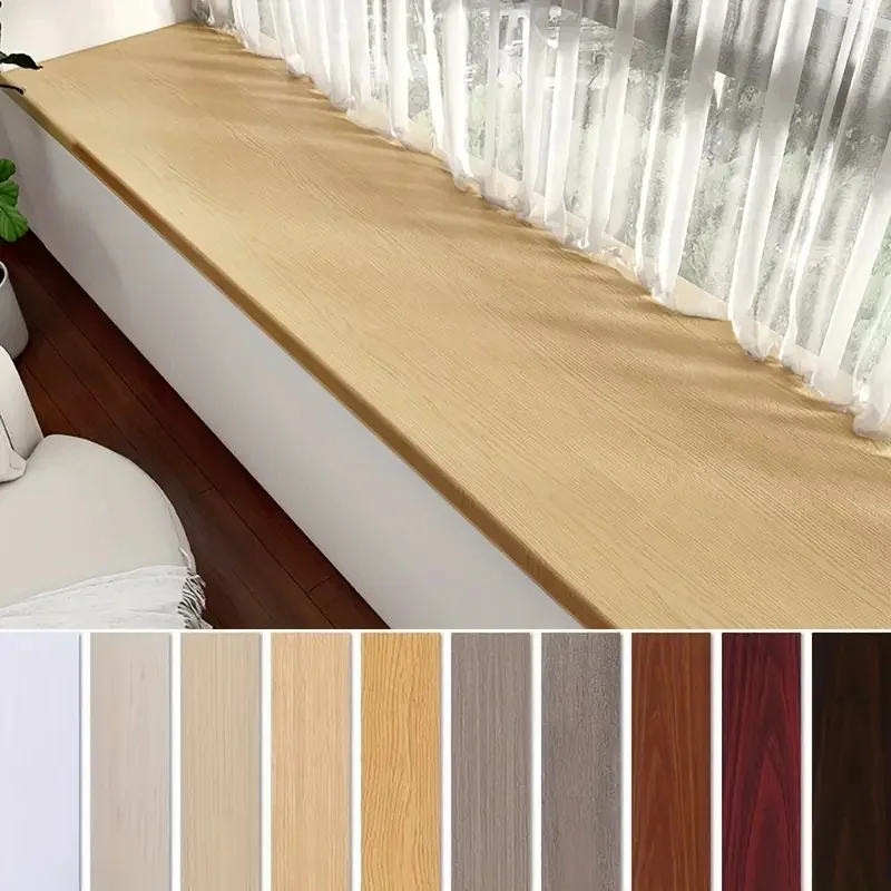 1Pc 5m/196.85in Self-adhesive Wood Grain Door Frame Decorative Stickers Wood Grain Skirting Waistline Home Decor Wall Stickers