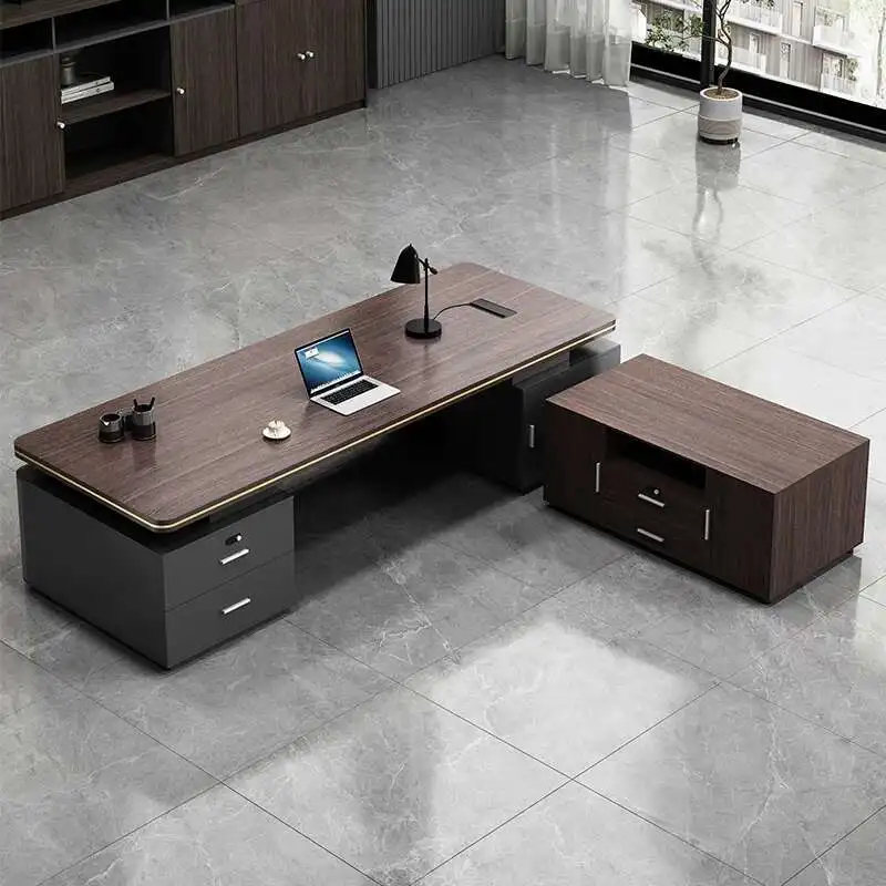

Conference Minimalist Luxury Office Desk Black Cheap Modern Designer Long Straight Office Desk Storage Art Escritorio Furniture