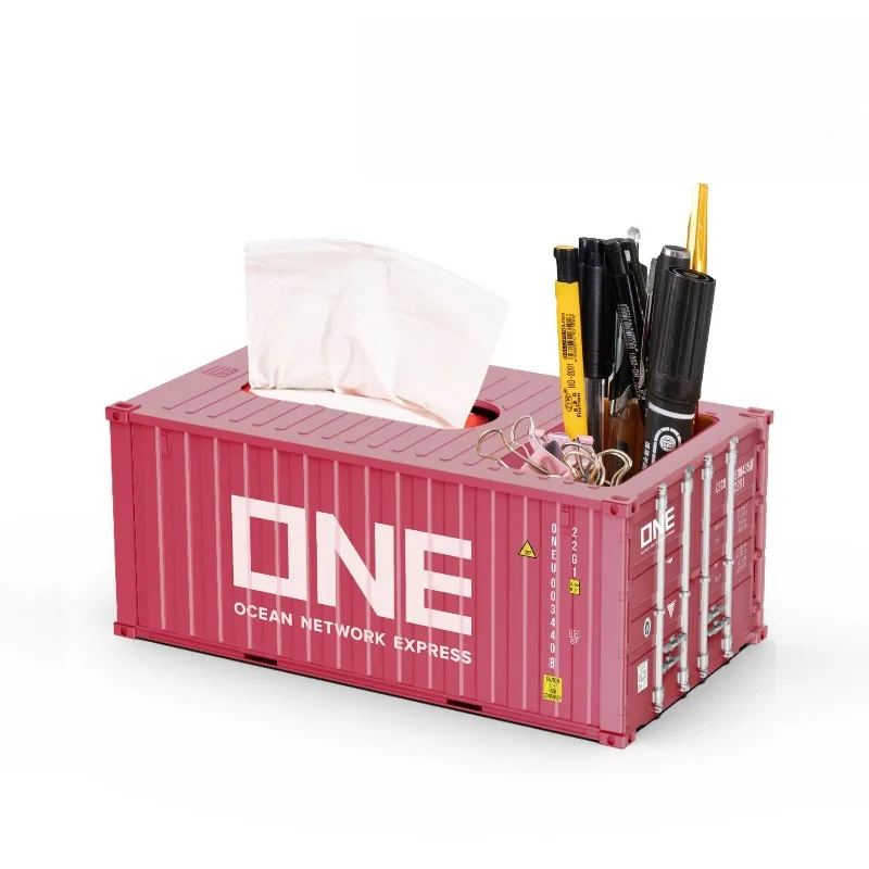 

Paper Towel Box Simulation Sea Freight Container Model, New Plastic Storage Box Desktop Storage Rack