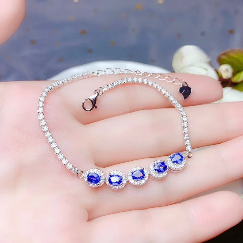 

Natural Sapphire Bracelet 925 Sterling Silver High Jewelry Bracelet Women's Sale Free Shipping Clearance Sale