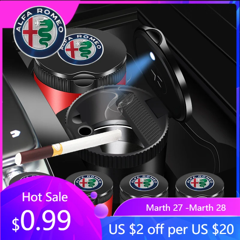 

For Alfa Romeo Multi-function Car Ashtray with LED Light Retardant Insulation For Alfa Romeo Giulietta GT 159 147 156 Mito Brera