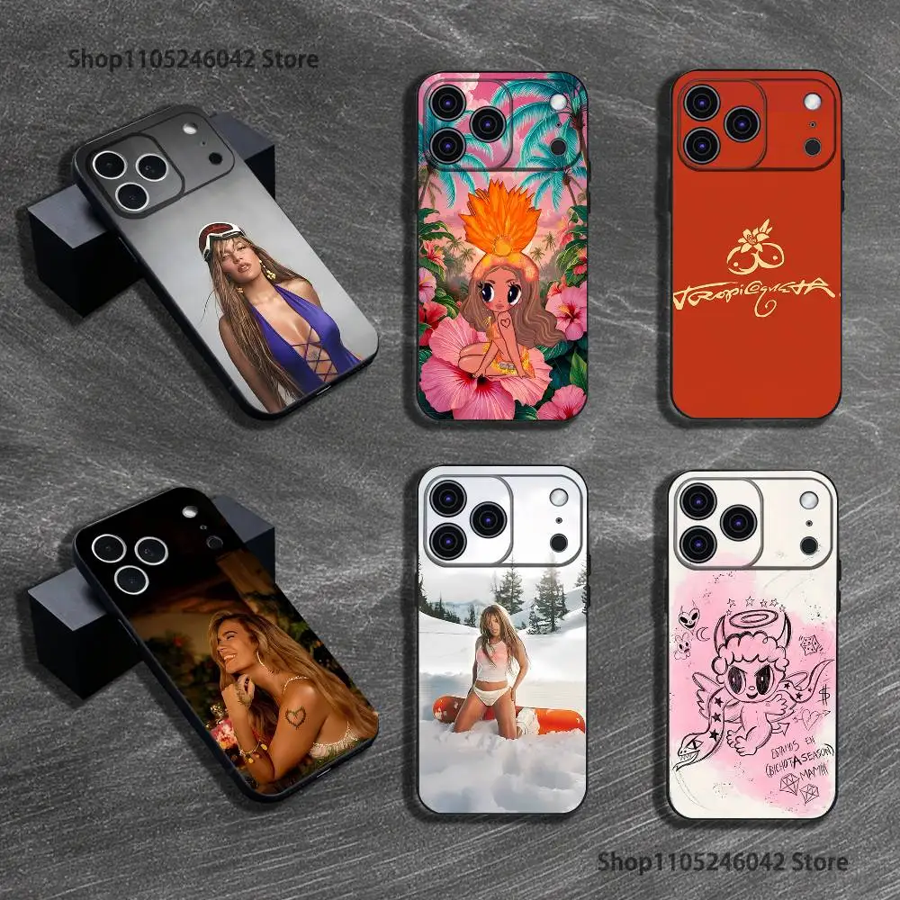 

K-Karol G Tropicoqueta Phone Case For iPhone 17,16,15,14,13,12,11,Pro,XS,Max,XR,Plus,E,SE4,Mini Black Soft Cover