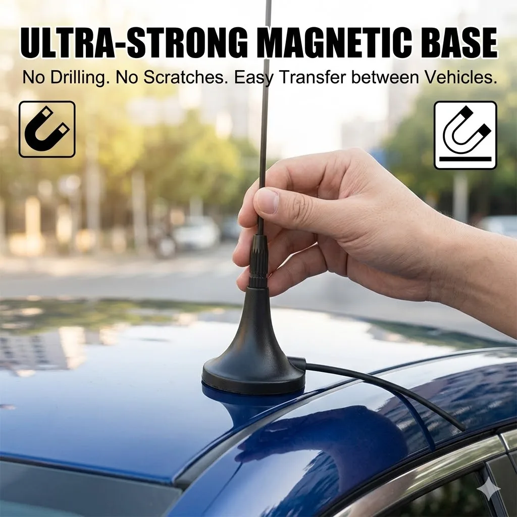 Eightwood Car DAB+Radio Antenna 100KHz-1766MHz Magnetic Aerial MCX Male 5m Cable for RTL SDR RTL2832U R820T2 USB Stick Dongle