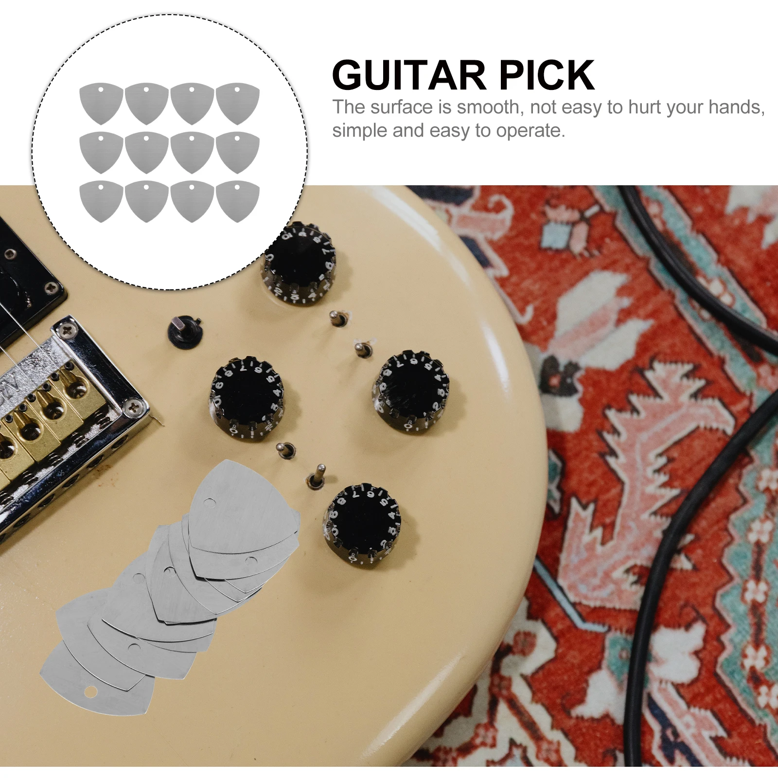 12 Uds púas de guitarra de acero inoxidable púas profesionales duraderas para accesorios de guitarra de sonido auténtico púas de bajo