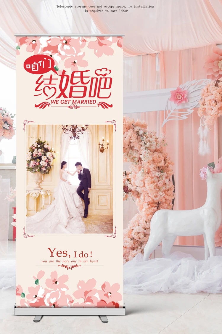 Customized Display stand roll out display frame poster Customized retractable display frame Wedding