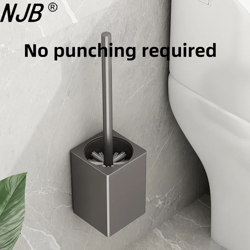 Bathroom Toilet Brush Holder Cleaning Tools Space Aluminum Wall Mounted No Drill Vertical Toilet Brush Bathroom Accessories