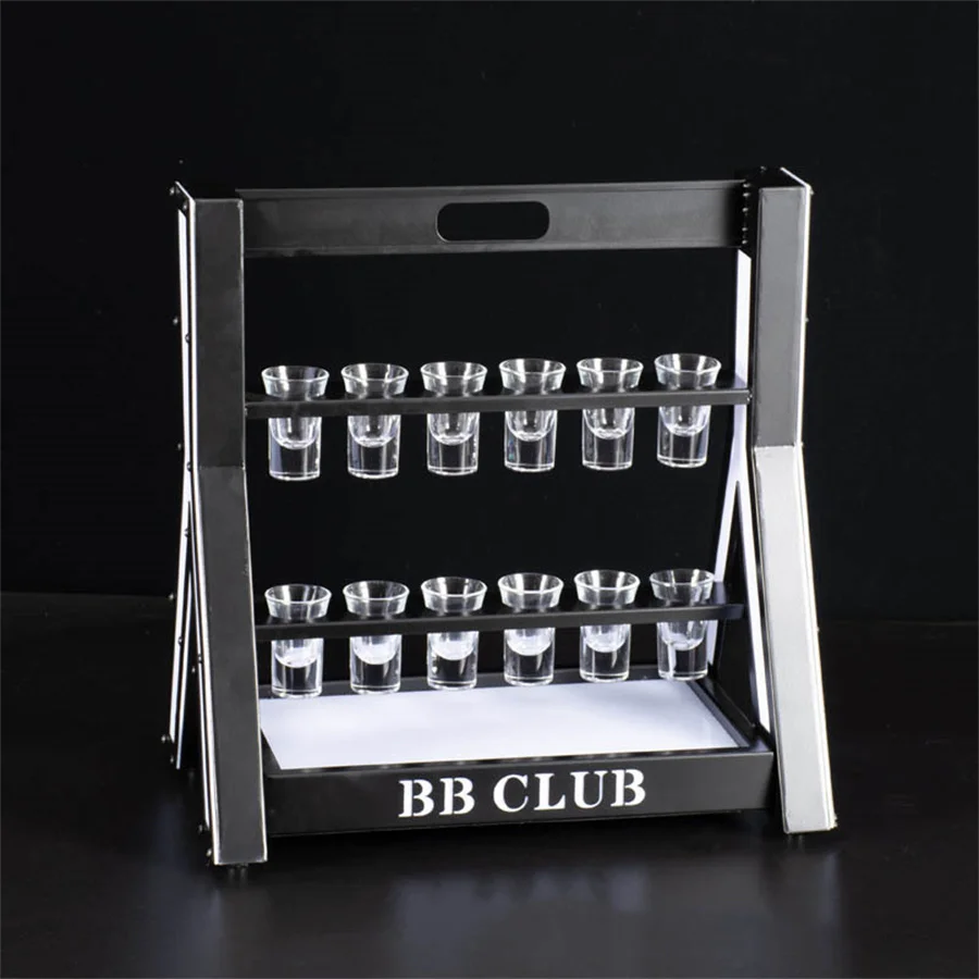 Rechargeable LED Luminous Shot Glass Display Stand Cup Holder Bar LED Bullet Cup Holder Cocktail Cup Holder Glass Display Rack