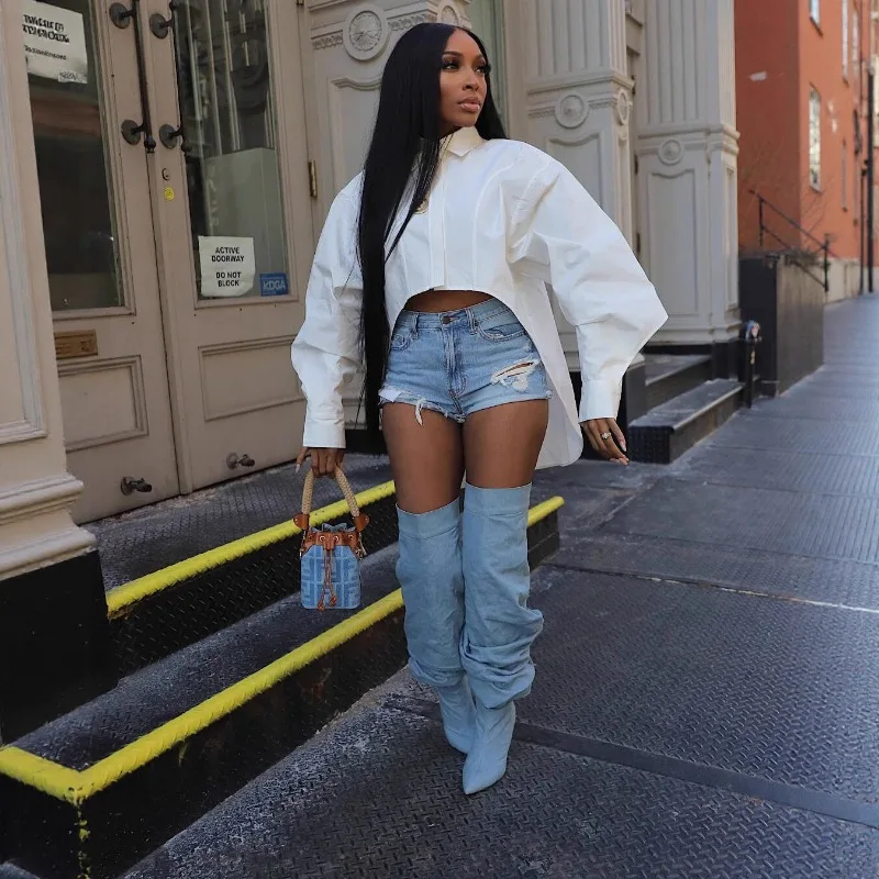 

KEXU Streetwear Fall Women Long Sleeve Single Breasted Turn-down Neck Lapel Shirt Blouse High Low Asymmetrical Dress