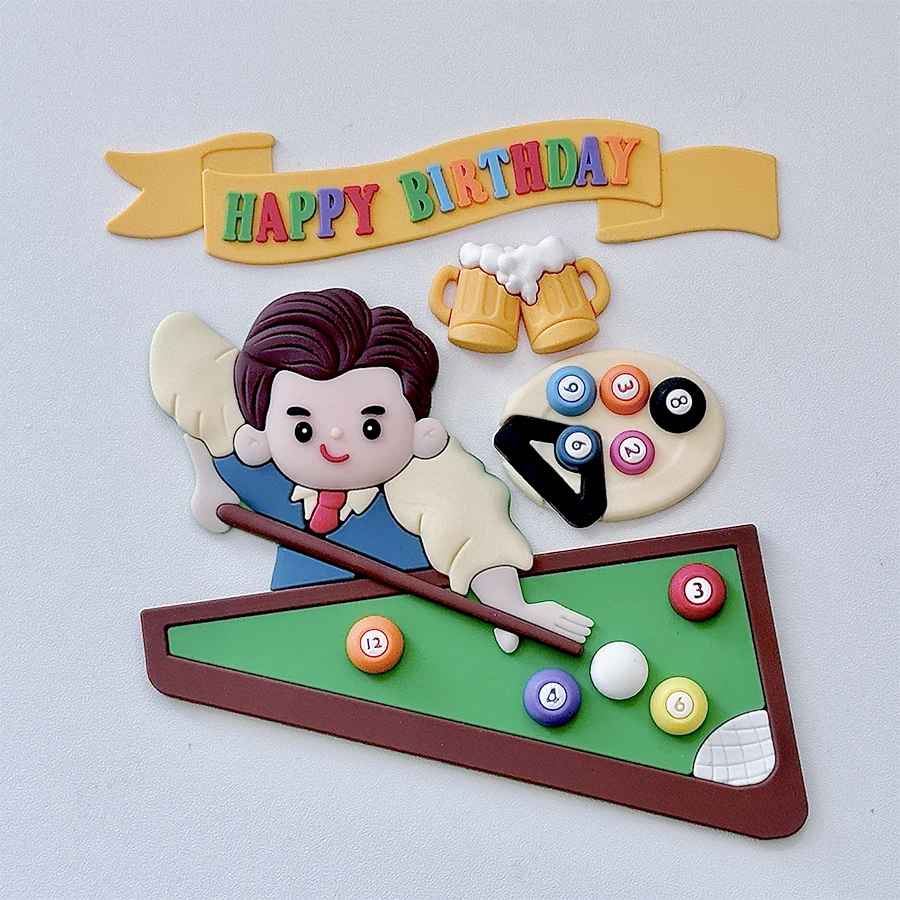 Billard Kuchen Geburtstag Dekoration Alles Gute zum Vatertag Geburtstag Bier Papa Glückliche Männer Party Tischtennis Kuchen Ornamente – Detail 3